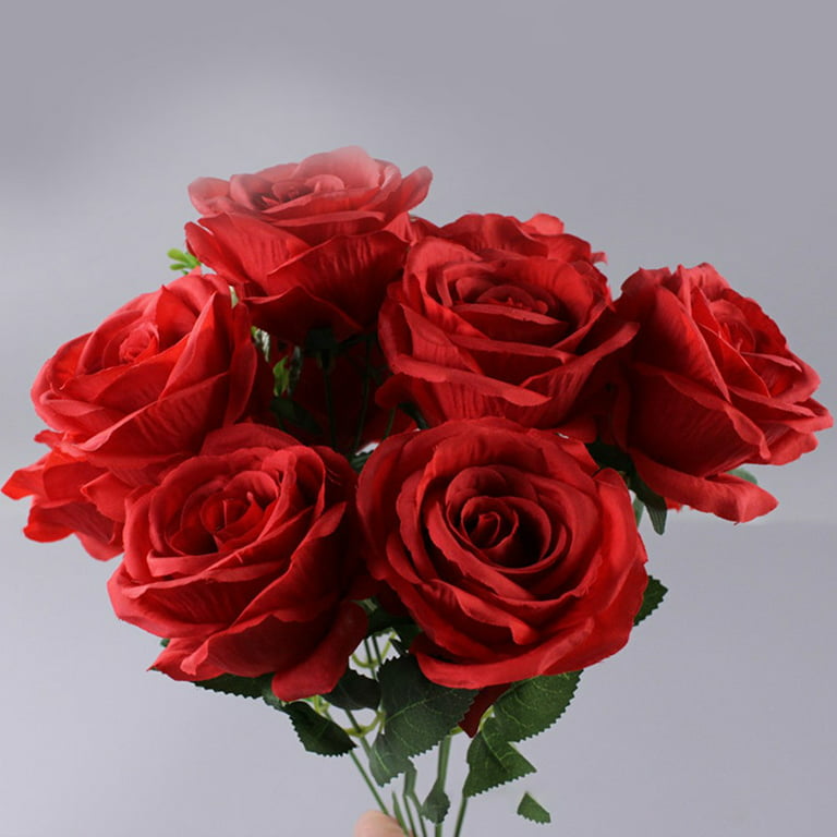 10Head/Bouquet 45CM Rose Artificial Flowers Plastic Plants Wedding