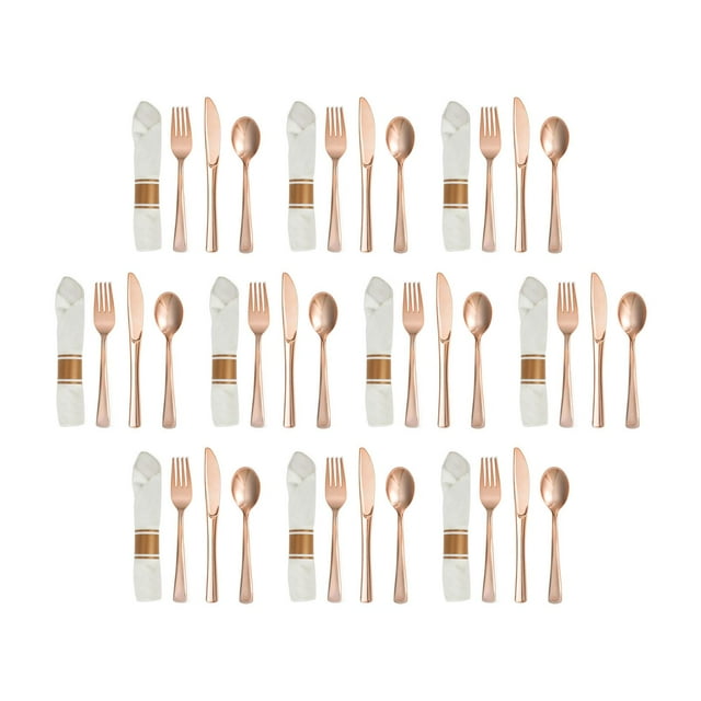 DOLITY Ensemble de Couverts 40 Pcs Service Souper Couverts pour Usage Quotidien Dîners de Mariage Champagne