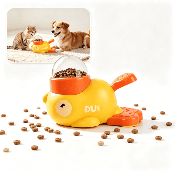 Duck-Shaped Pet Treat Dispenser Toy, Interactive Training Slow Feeder Puzzle, for Small to Large Dogs & Small Cats