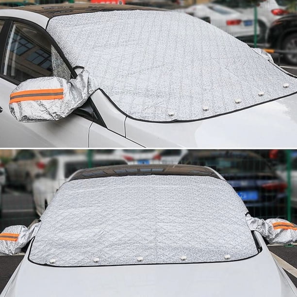 Cubierta magnética del parabrisas del coche | Parasol de aluminio para todas las estaciones y protector de nieve | Se adapta a 225x110cm | Ajuste universal delantero y trasero | Fácil de instalar