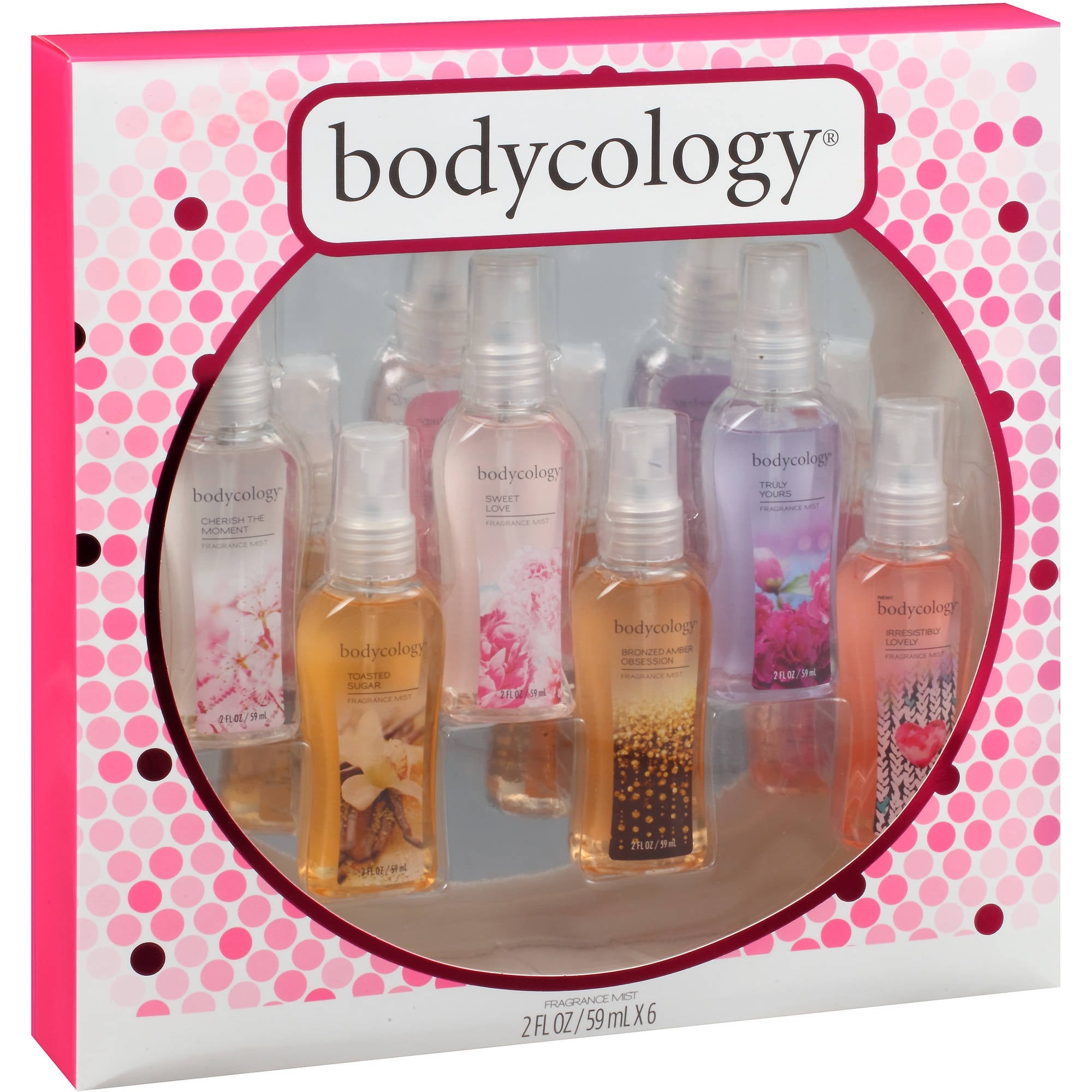 bodycology Fragrance Mist Gift Set Unisex Body Spray, 2 Oz, 6 Pack