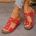 thumbnail image 5 of Wedge Sandals,Women's Sandals,Walking Sandals Women,Womens Dress Sandals,Women's Summer Wedge Sandals Open Toe Slip On Platform Hollow Out Breathable Casual Beach Shoes For Women,Red,7, 5 of 5