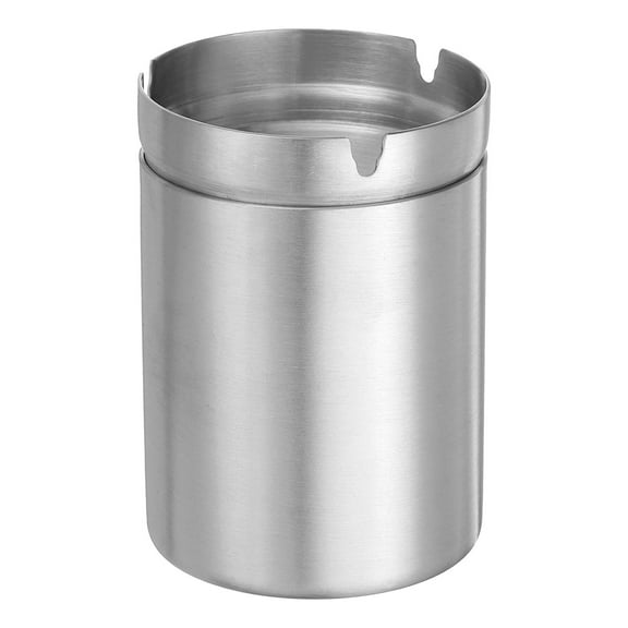 Ashtray with Lid, Stainless Steel Ash Tray, Thickened Style Silver