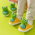thumbnail image 4 of Otqutp Cute 3D Frog Fuzzy Slippers for Toddler Kids Winter Cotton Warm Cozy Plush Sandals Boys Girls House Slide Sandals, 4 of 4