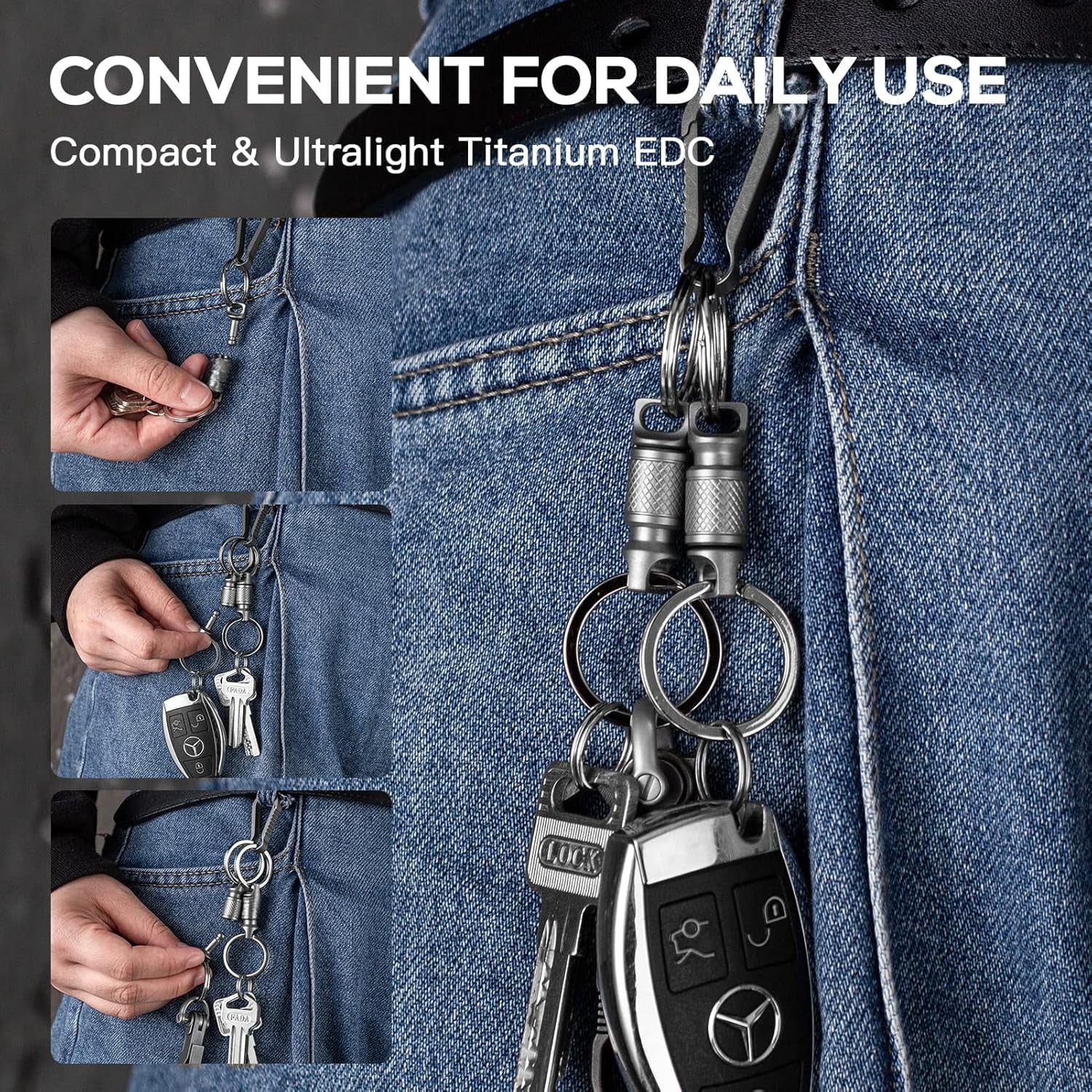 Titanium Quick Release Keychain, Retractable Key Chain Detachable Keychain Clip，Pull Apart Key Rings for Men Women
