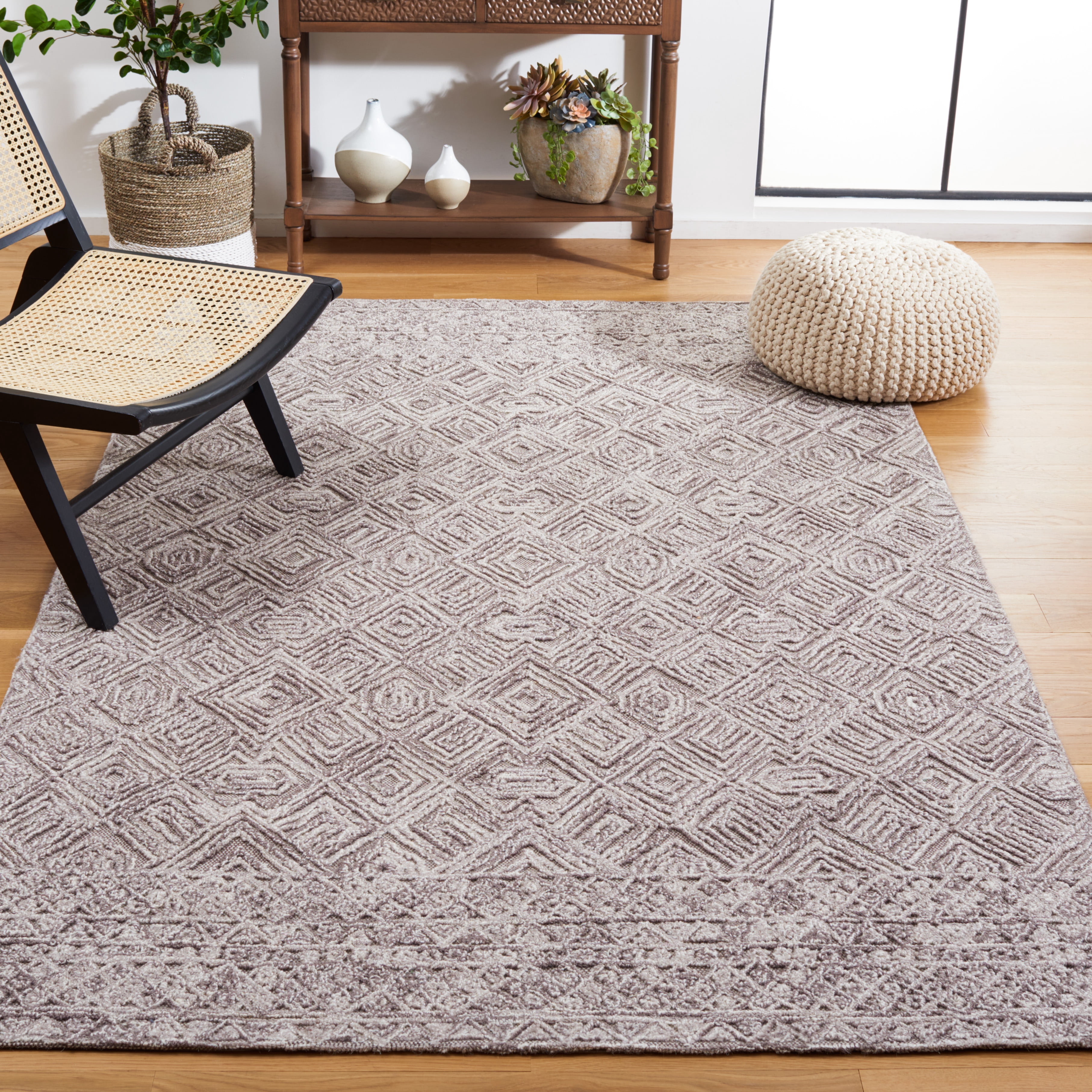 SAFAVIEH Textural Adrasteia Geometric Area Rug, Brown, 3' x 5'