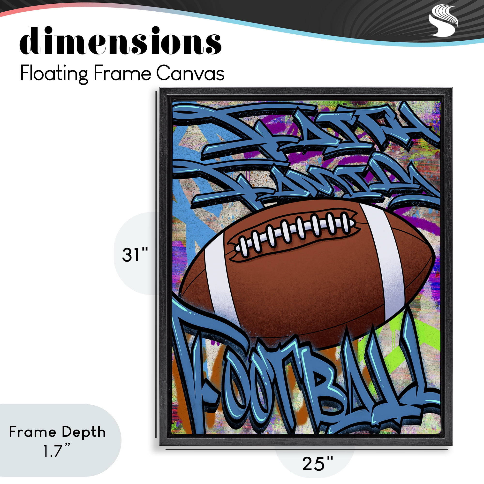 Stupell Industries Faith Family Football Graffiti Black Framed Floater Canvas Wall Art, design by Marcus Prime