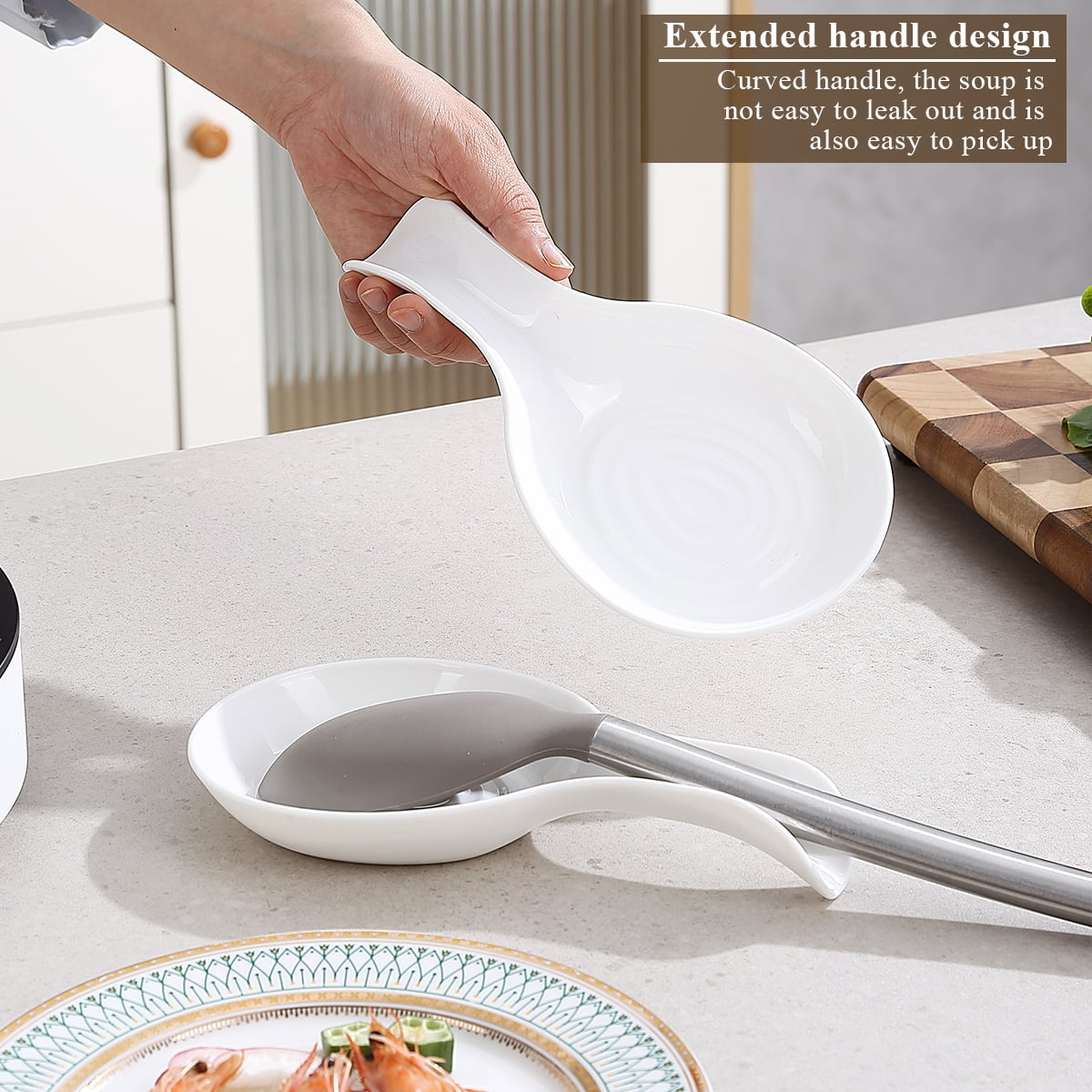 Jeaker Spoon Rest for Stove Top Set of 2, Jeaker Plastic Spoons Holder for Counter Top, Utensil Holder Dishwasher Safe