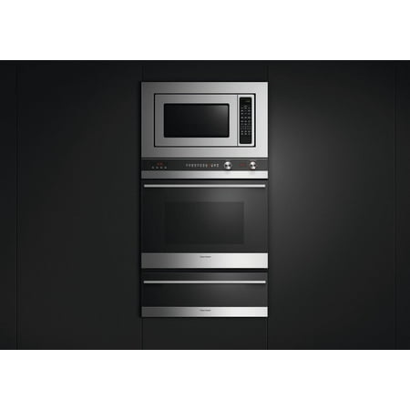 Fisher & Paykel - 29.9" Built-In Single Electric Convection Wall Oven - Brushed stainless steel/black glass