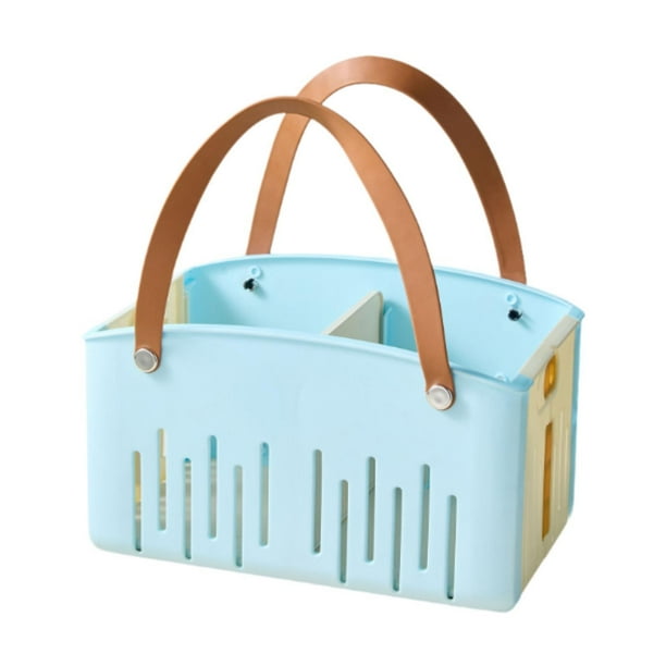Cesta organizadora de artículos de tocador con asa para ducha, organizador de baño de viaje y Azul