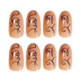 thumbnail image 2 of Apuakthei Nude Graffiti Uñas a presión con diseños, uñas acrílicas a presión, uñas adhesivas para mujeres, uñas postizas postizas cortas ovaladas para decoración de uñas para niñas, 24 piezas, 2 of 6