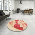 thumbnail image 4 of Ahgly Company Machine Washable Indoor Round Transitional Bright Orange Area Rugs, 5' Round, 4 of 7