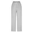 thumbnail image 7 of FAIWAD Womens Cotton Linen Cropped Pants Casual Drawstring Elastic Waist Straight Leg Pants Loose Comfy Trousers, 7 of 7