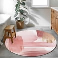thumbnail image 3 of Round Rugs 4Ft, Pink Abstract Art Round Area Rug Washable Indoor Throw Carpet, Contemporary Luxury Color Block Soft Non Slip Circle Rug for Kitchen Nursery Room Home Decor Aesthetic, 3 of 8