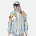 thumbnail image 2 of Yiaed Cute Gnome Bee Collects Honey Print Sun Shirts UPF 50+ Protection Hoodie Rash Guard Shirt UV Shirt Long Sleeve Fishing Outdoor Lightweightase-Large, 2 of 5