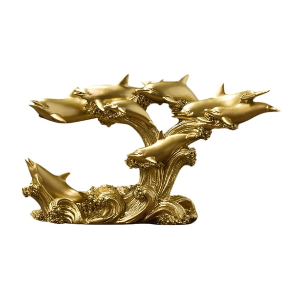 Figura de delfín Decoración del hogar Figura de delfín Regalos Acuario saltando Marino cobre dorado