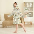 thumbnail image 4 of FORMRS Niños Bathrobe Unisex Hooded Robe Soft Plush Pajamas Sleepwear, Size 7-9T, Beige Wildflowers, 4 of 7