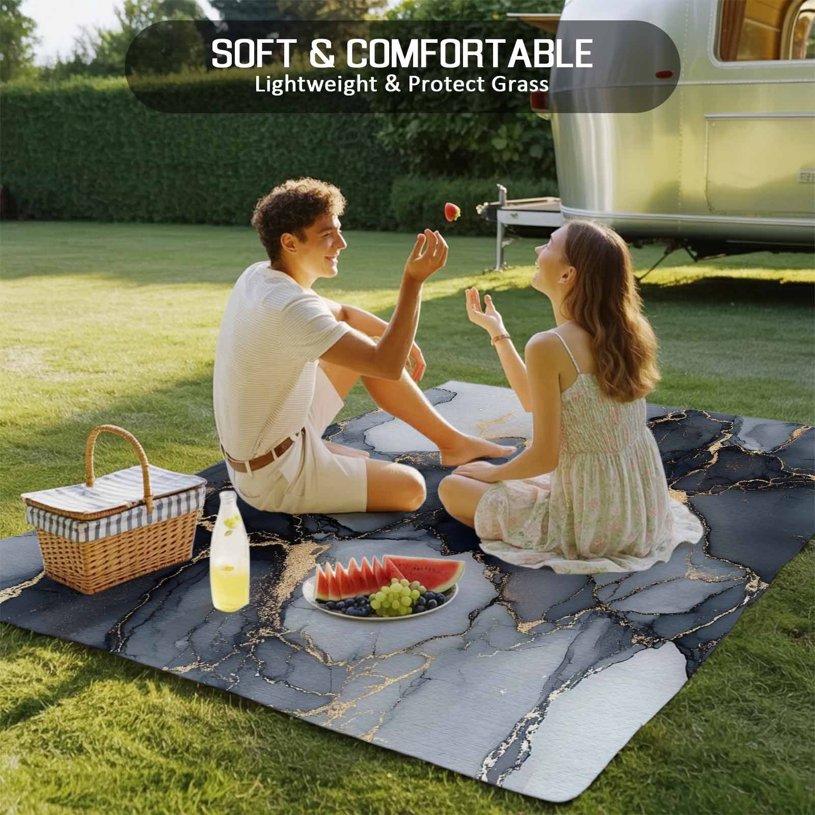 Outdoor Rug 5x8ft Ombre Black Gray Marble Texture Large Area Rug Modern Art Indoor Outdoor Carpet Outdoor Rugs Mats for Patio Camping,RV,Front Door, Outside Decor