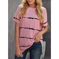 thumbnail image 3 of Womens Striped Color Block Short Sleeve Causal Blouses T Shirts Tops, 3 of 6