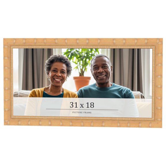 31x18 Light Brown Bamboo Real Wood Picture Frame Width 1.5 inches | Interior Frame Depth 0.5 inches