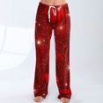 thumbnail image 6 of Women's Drawstring Valentine's Day Printed Casual Pants, Elastic Waist Lounge Pants for Women, Holiday Themed Sleepwear Pajama Pants, Comfortable Fit,Watermelon Red,M, 6 of 7