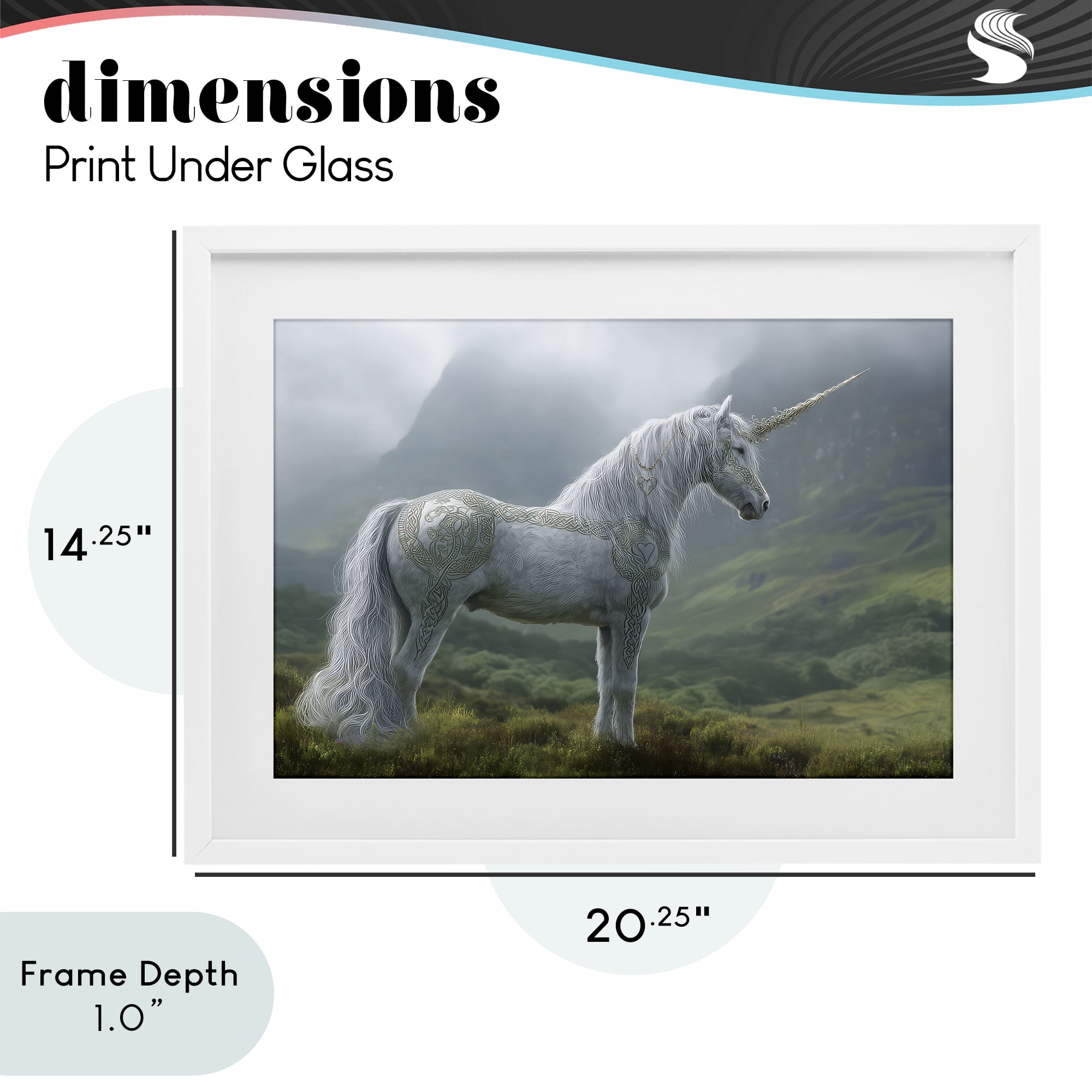 Stupell Industries Elegant Celtic Unicorn White Framed Print Under Glass, design by The Wands Want