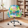 thumbnail image 2 of Whosucclay Colorful Palm Leaves Print Curved Back Chair Slipcover Thick Kitchen Chair Cover Elastic Swivel Armchair Cover Protector Bar Stools Covers for Kitchen Party Banquet Decor, 2 of 7