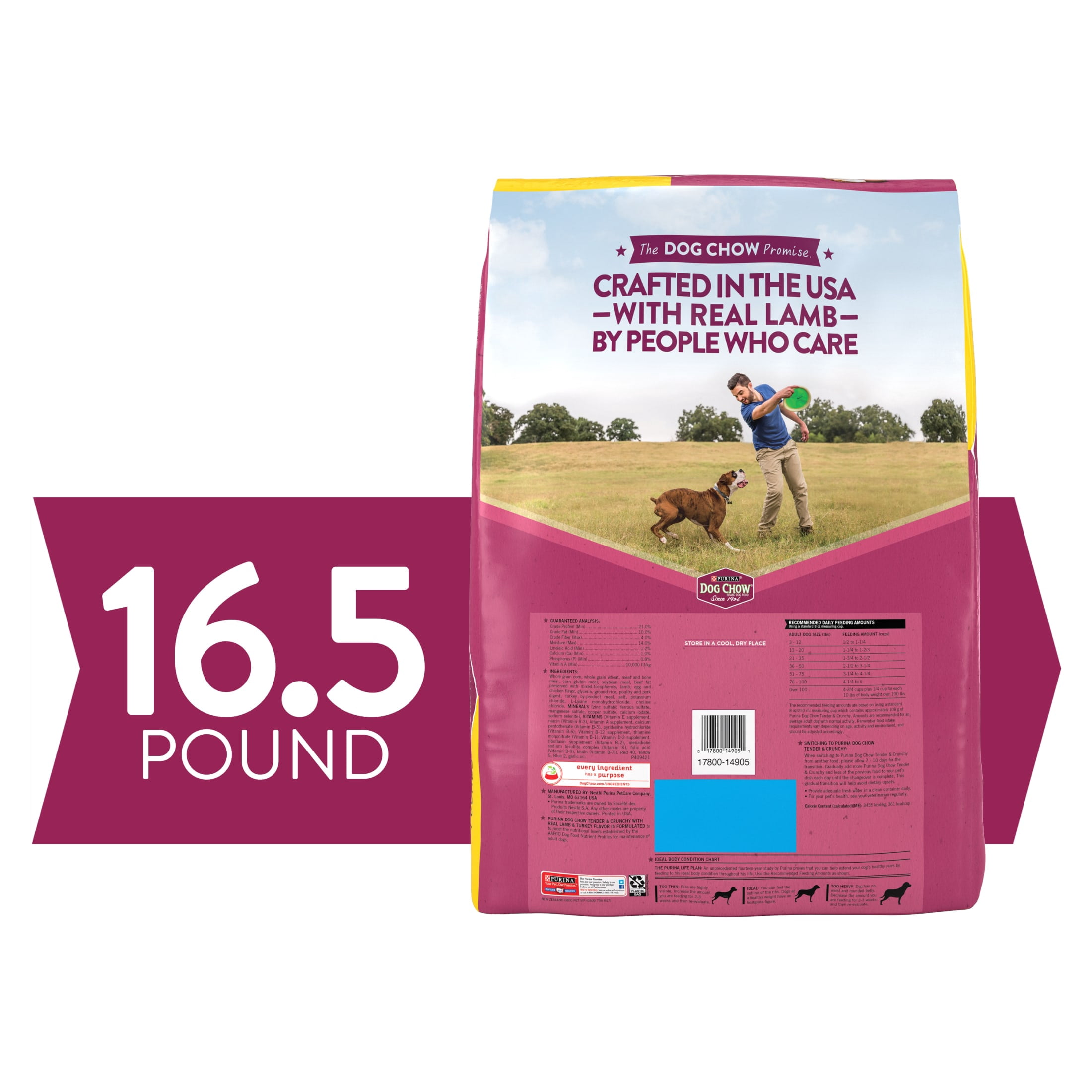 Purina Dog Chow High Protein Real Lamb & Turkey Flavor Dry Dog Food, 16.5 lb Bag