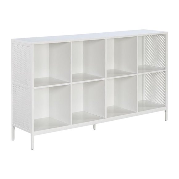 Scranton & Co Industrial 8-Cube Bookshelf with Metal Frame in White