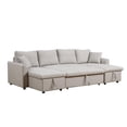 thumbnail image 4 of 113" U-Shape Pull Out Oversize Couch Bed with Double Storage Spaces, 6 Seaters Sectional Sleeper Couch for Livingroom Apartment, Beige, 4 of 9