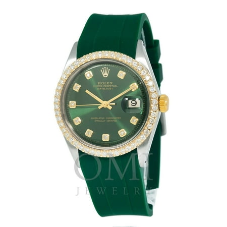 Rolex Datejust 1601 36mm Green Diamond Dial With Diamond Bezel, Rolex, Adult, Male