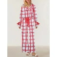 thumbnail image 5 of Hirigin Store Mommy and Me Matching Pajamas Plaid Print Lape Long Sleeve Tie Front Tops and Pants Sleepwear, 5 of 7