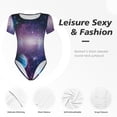 thumbnail image 4 of Balery Planets Stars And Galaxies1 Pattern Women's Short Sleevee Crew Neck Bodysuit Tops Short Sleeve Tops Basic-X-Large, 4 of 7