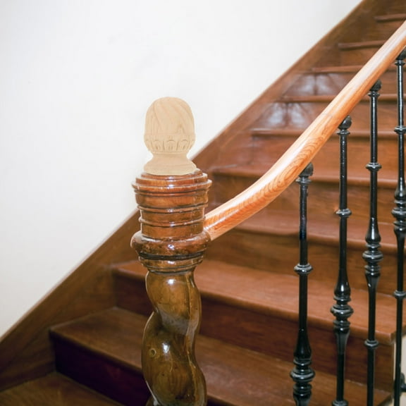 OUNONA Decorative Wood Finials with Carved Design for Staircase and Home Decor