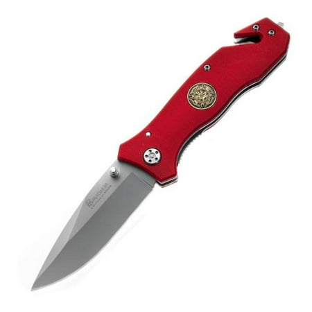 Blue Anodized Aluminum Handle Rescue Knife Fire Department, Medic: orange anodized aluminum handle with blue and white paramedic logo. Wt: 4.3 oz. By Magnum ()