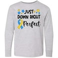 thumbnail image 3 of Inktastic Just Down Right Perfect Down Syndrome Awareness Ribbon Long Sleeve Youth T-Shirt, 3 of 5