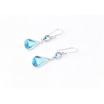 925 Sterling Silver Handmade Blue Topaz Gemstone Women Dangle Earrings For Festival Gift