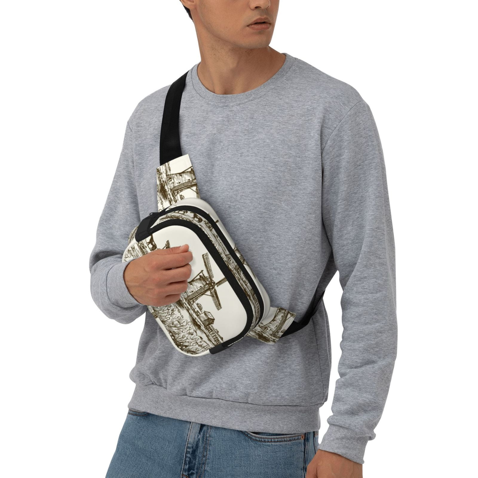 Hirioo Dutch Windmill for Double Layer Waist Bag Adjustable Fanny Pack For Travel Running Hiking
