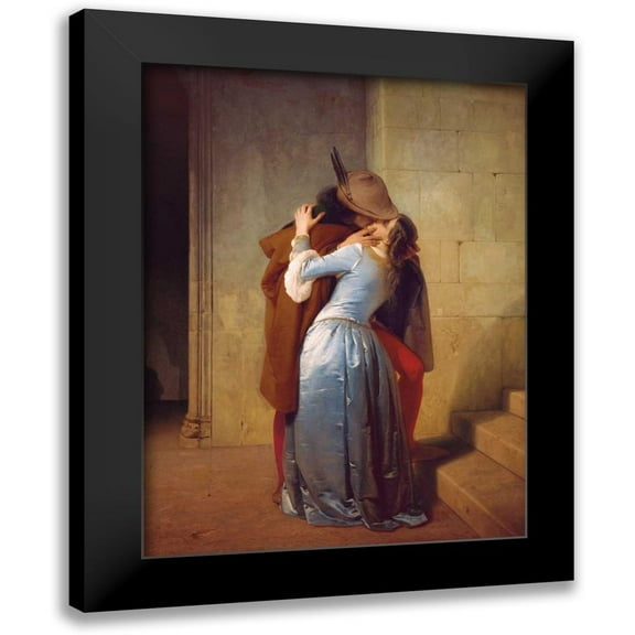 Hayez, Francesco 12x14 Black Modern Framed Museum Art Print Titled - ll bacio