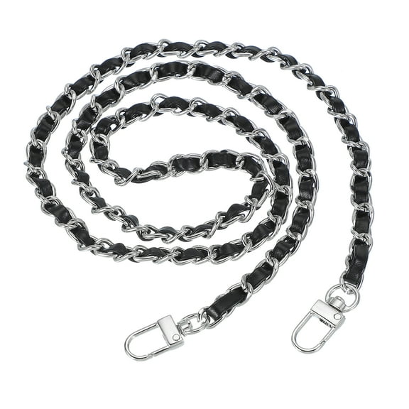 Uxcell Leather Purse Handle Strap, 39 Inch DIY Chain Strap Replacement for Handbag Shoulder Bag, Black
