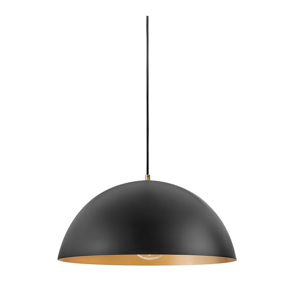 Lark 83304BK Lou 1 Light 22" Wide Pendant - Black / Lacquered Brass
