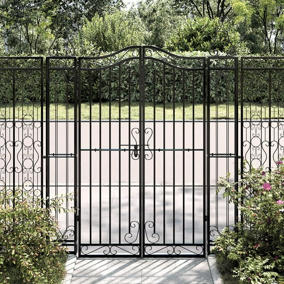 vidaXL Garden Gate Black 47.6"x3.1"x59.1" Wrought Iron
