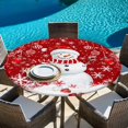 thumbnail image 6 of Red Snowman Christmas Round Tablecloth, Fitted Table Cover with Elastic for 36"-44" Round Tables, Xmas Balls Snowflake Table Cloth Outdoor Indoor Dinning Party Waterproof Tablecloths, 6 of 7