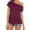 *Wine, variant on ClodeEU Women's Asymmetrical One Shoulder Short Sleeve T-Shirt,Solid Color Casual Summer Loose Top Black,Women's Plus L