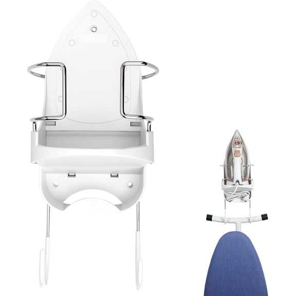 TT-Ironing Board Hanger Wall Mount Ironing Board Holder Wall Mount for Laundry Rooms Storage Organizer, White