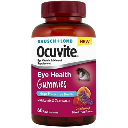 Mix Gummy - Bausch & Lomb Ocuvite Eye Health Gummies, Mixed Fruit Flavors 60 ea (Pack of 2)