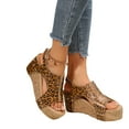 thumbnail image 5 of IUJSOY Sandals for Women 2025 Slingback Platform Wedge Sandals Leopard Print Cork Dress Summer Slides, 5 of 9