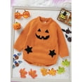 thumbnail image 5 of Wassery Infant Baby Girls Boys Halloween Costumes Long Sleeve Crew Neck Pumpkin Face Romper Bodysuit Halloween Dress Up 0-18 Months, 5 of 8