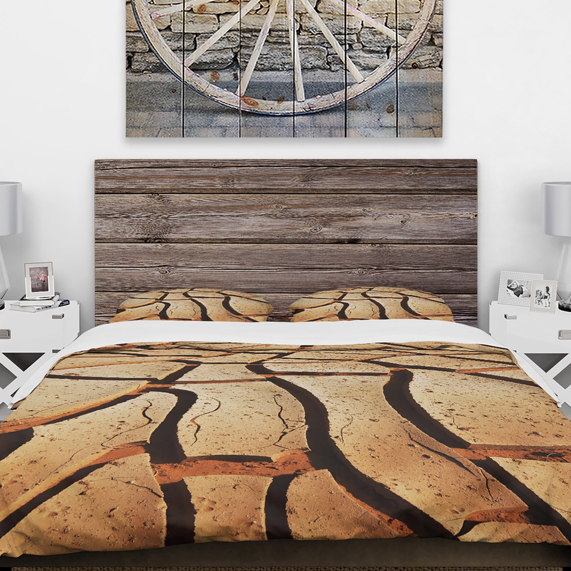 Designart 'Cracked Brown Drought Land' African Landscape Duvet Cover Set
