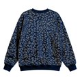 thumbnail image 6 of Caixia Womens Comfy Dark Blue Crewneck Leopard Print Top Relaxed Fit Pullover Sweatshirt with Classic Ribbed Trim for Ladies Daily Casual Wear, 6 of 6